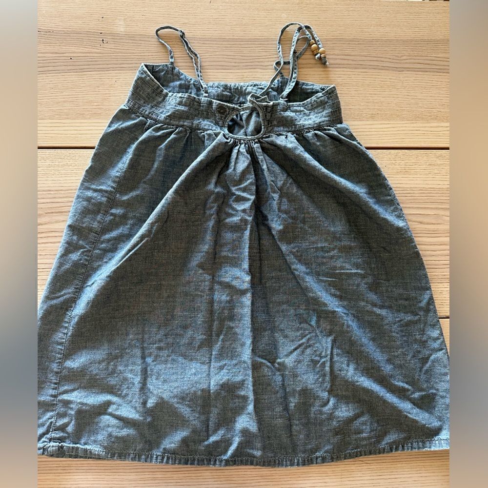 Billabong vintage denim baby doll top with tie detail & wooden beads- medium - Picture 3 of 6
